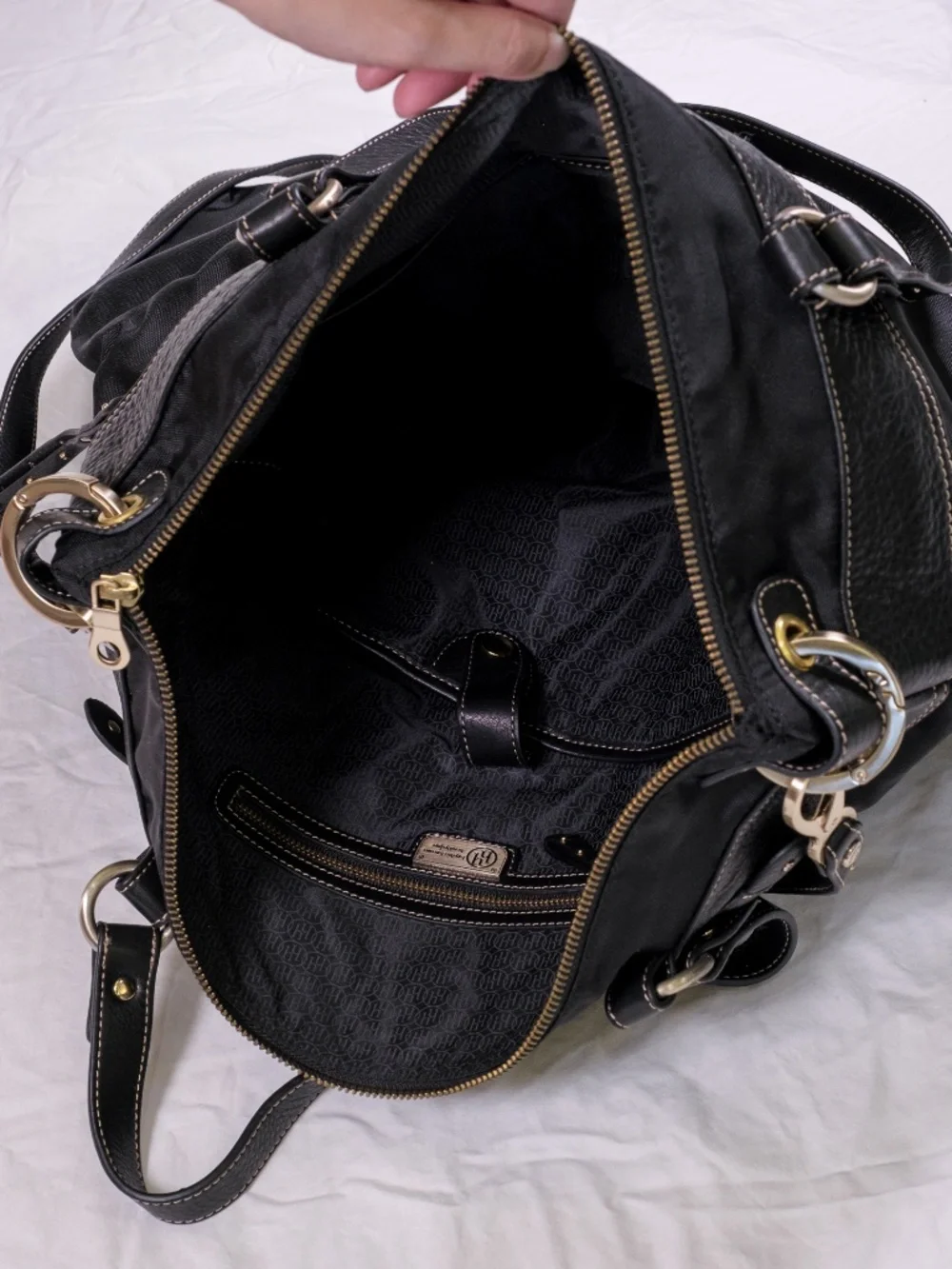 Hayden Harnett Black Nylon Flight Bag